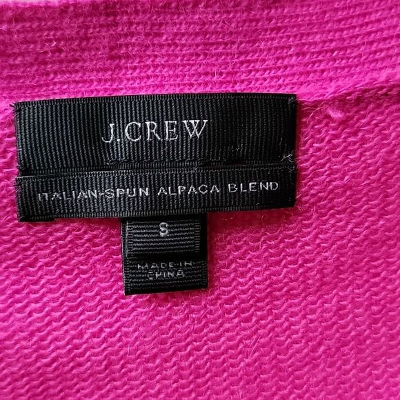 J. Crew NWOT alpaca merino‎ fine knit cardigan hot pink pockets size Small - Picture 3 of 8